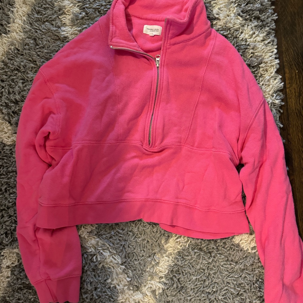 Cropped half zip sweatshirt